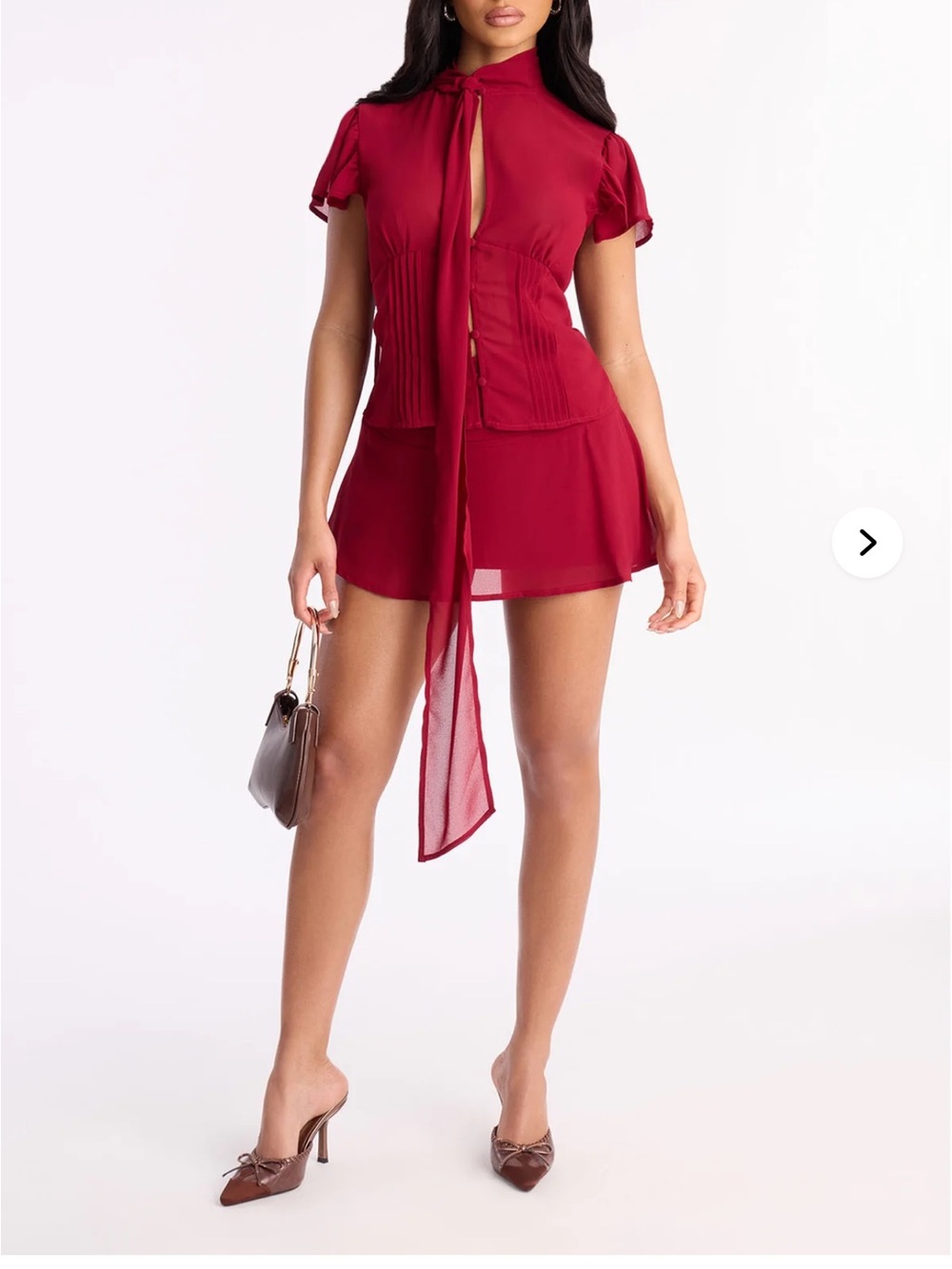 Fashion Nova Remi Chiffon Ruched Mini Skirt